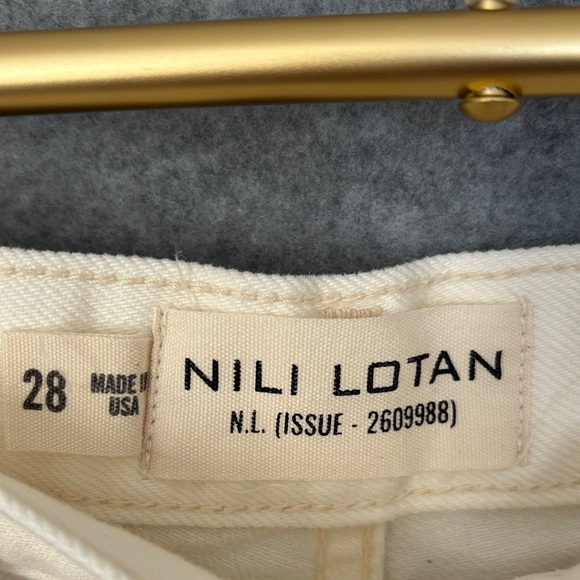 Nili Lotan Shon Denim Barrel Leg Tapered Crop Jean Pant - Size 28 Cream - Picture 11 of 16